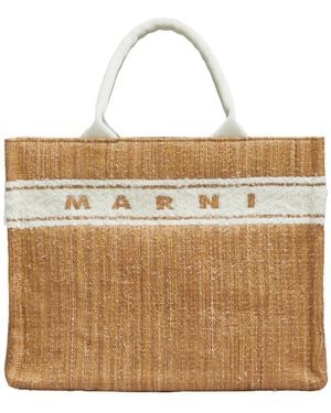 Marni Logo Detailed Small Tote Bag - Metallic