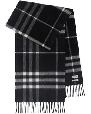 Burberry Checked Fringed-Edge Scarf - Black