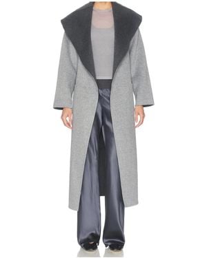 Jonathan Simkhai Allura Belted Shawl-Collar Coat - Grey