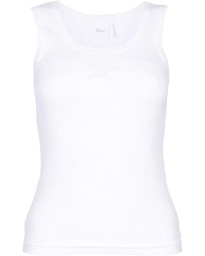 Dior Médaillon Embroidered Fitted Tank Top - White