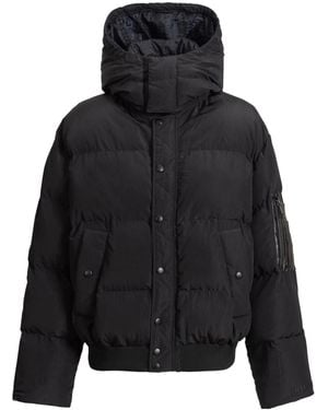 Balmain Padded Nylon And Leather Jacket - Black