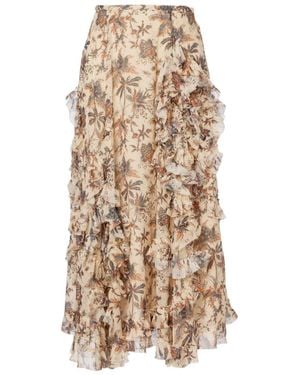Ulla Johnson Printed Midi Skirt - Natural