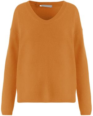 Allude V-Neck Cashmere Jumper - Orange