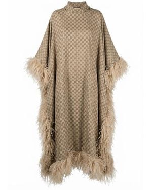 Gucci Monogrammed Trim-Detailed Long Dress - Natural