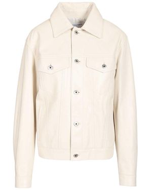 Bottega Veneta Long Sleeved Leather Jacket - Natural