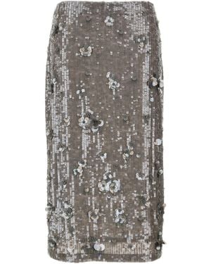 P.A.R.O.S.H. P.A.R.O..H. Sequin Embellished Midi Skirt - Grey