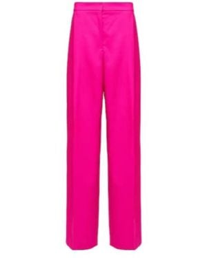Oscar de la Renta Pleated High-Rise Wool And Mohair Trousers - Pink