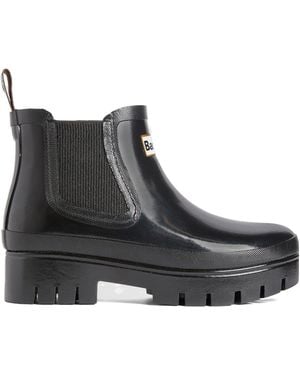 Barbour Glossy Side Elastic Thick Sole Short Rain Boot - Black