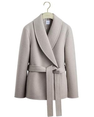 Dior Belted Shawl-Collar Coat - Grey