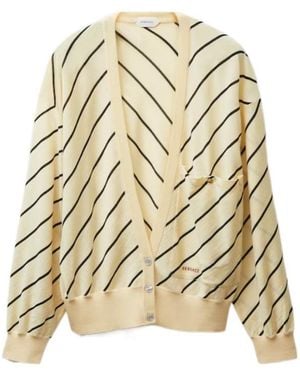 Versace Striped V-Neck Cardigan - Metallic