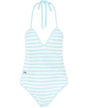 Jonathan Simkhai Karoline Striped Crocheted Swimsuit - Blue