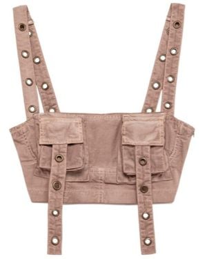 Blumarine Cargo-Style Eyelet Detailed Cropped Top - Pink