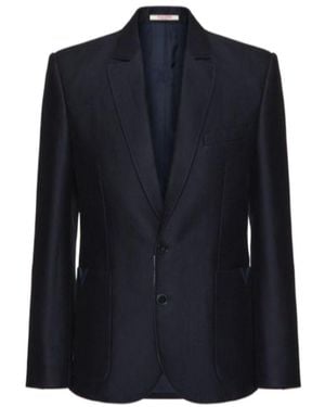 Valentino Single-Breasted Long-Sleeved Blazer - Blue