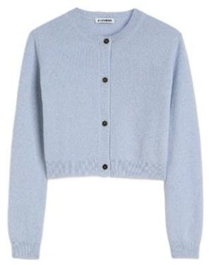 Jil Sander Cashmere Blend Crew-Neck Cardigan - Blue