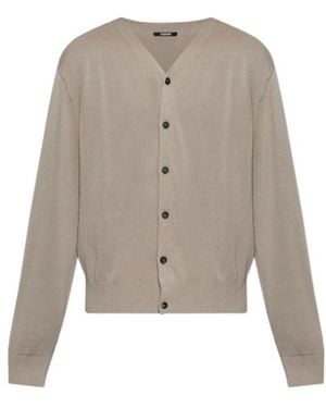 Jacquemus V-Neck Long-Sleeved Knit Top - Grey