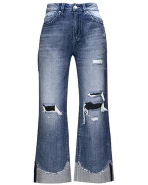 LIU REGALI Faded Imitation Denim Pants - Blue