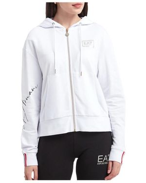 EA7 Drawstring Hooded Hoodie - White