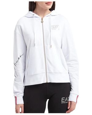 EA7 Drawstring Hooded Hoodie - White