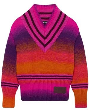 Gcds V-Neck Degrade Sweaters - Red