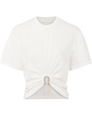Rabanne Ring Detailed Cropped T-Shirt - White