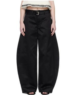 Sacai Casual Trousers With Belt Loops - Black