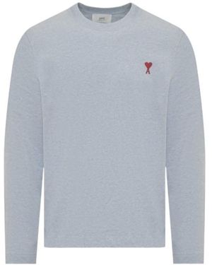 Ami Paris Logo Long-Sleeved T-Shirt - Grey