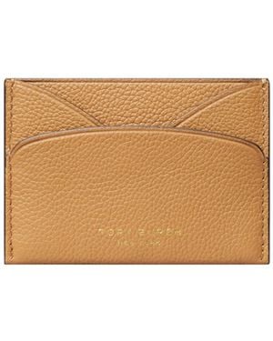 Tory Burch Topstitch Card Holder Wallet - Natural