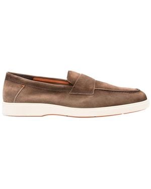 Santoni Revolve Eaam 21 Almond Toe Loafers - Brown