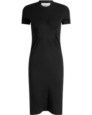 Coperni C-Logo Gathered Mini Dress - Black