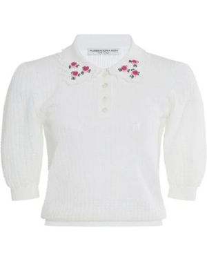 Alessandra Rich Embroidery Knitted Polo Shirt - White