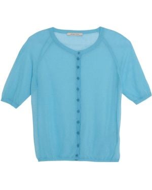 Paloma Wool Patinela Short Sleeved Knitted Cardigan - Blue