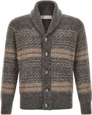 Brunello Cucinelli 'Nordic Jacquard' Cardigan - Grey