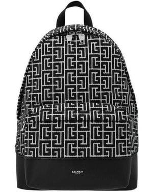 Balmain City Monogram Jacquard Backpack - Black