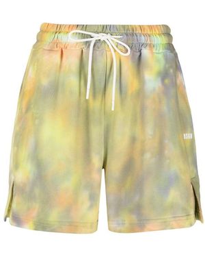 MSGM Tie-Dye Track Shorts - Yellow