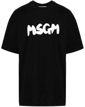 MSGM Logo Printed Crewneck T-Shirt - Black