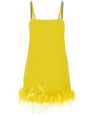 Pinko Embellished Feather Hem Mini Dress - Yellow