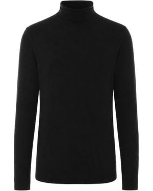 Thom Krom Roll-Neck Contrast-Stitch T-Shirt - Black