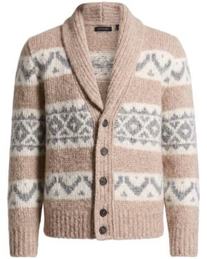 Peserico Fair Isle Shawl-Collar Cardigan - Brown