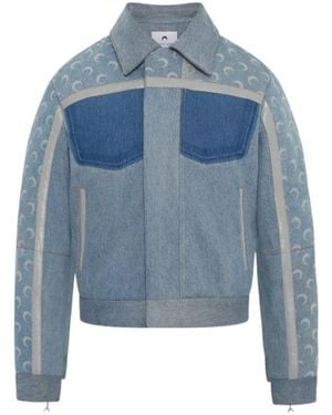 Marine Serre Moon-Print Panelled Jacket - Blue