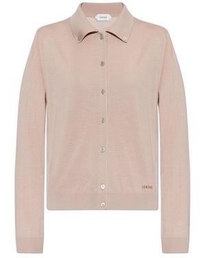 Versace Logo Embroidered Cardigan - Pink
