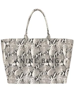 Anine Bing Python-Print Tote Bag - Metallic