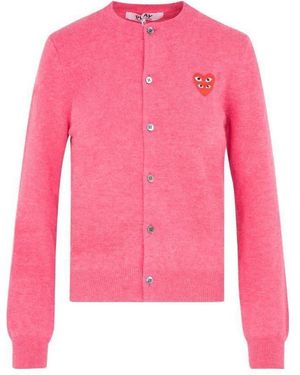 Comme des Garçons Overlapping Heart Wool Cardigan - Pink