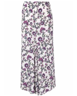Isabel Marant High-Waisted Floral-Print Skirt - White