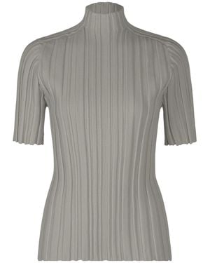 Pleats Please Issey Miyake Ribbed Knit Turtleneck Jumper - Grey
