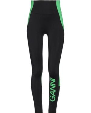 Ganni Two-Color Sports Leggings - Black