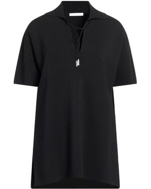 Max Mara Solid-Color Knitted Short-Sleeve Top - Black