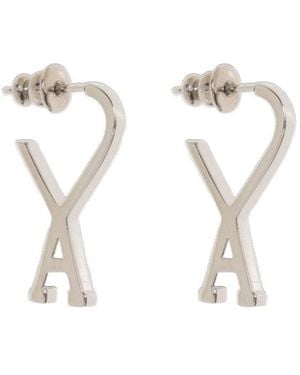 Ami Paris Ami De Coeur Small Hoop Earrings - White