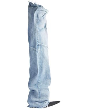 Balenciaga Denim Panelled Pointed-Toe Boots - Blue