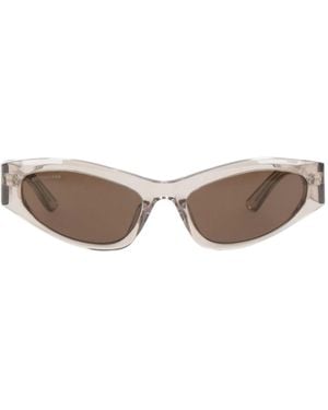 Balenciaga Solid-Color Wrap-Around Sunglasses - White