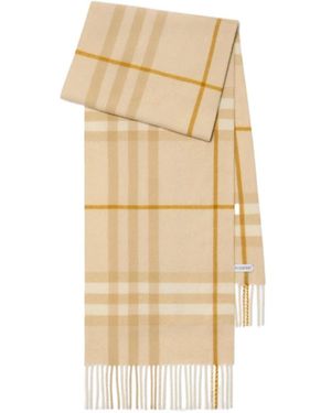 Burberry Checked Fringed-Edge Scarf - Natural